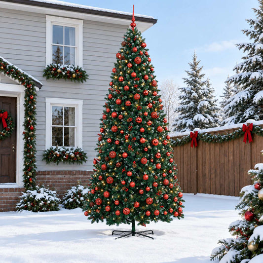 vidaXL Artificial Hinged Christmas Tree with Bauble 500 cm 900 LEDs 1