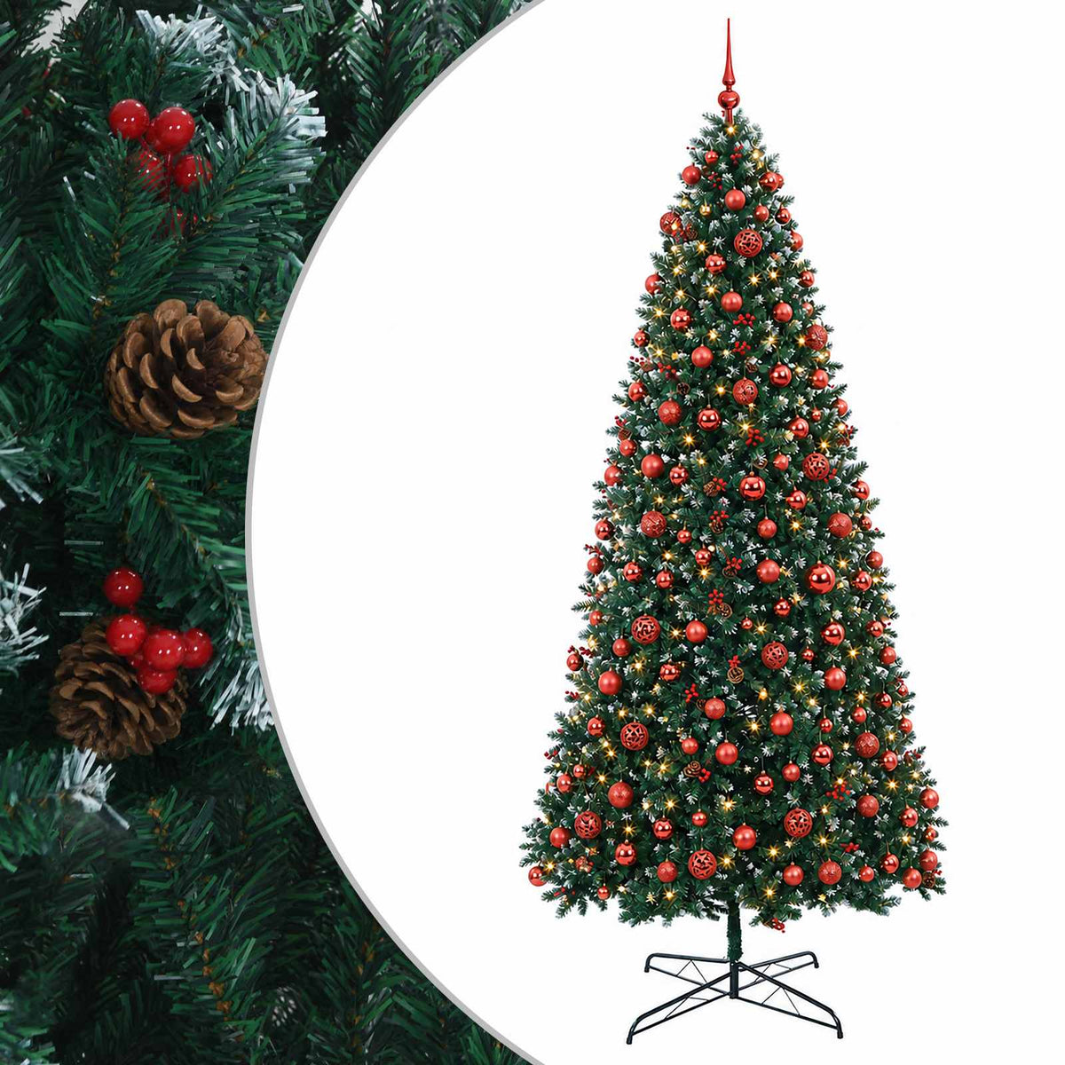 vidaXL Artificial Hinged Christmas Tree with Bauble 400 cm 600 LEDs 2