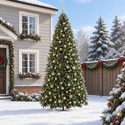 vidaXL Artificial Hinged Christmas Tree with Bauble 400 cm 600 LEDs 1