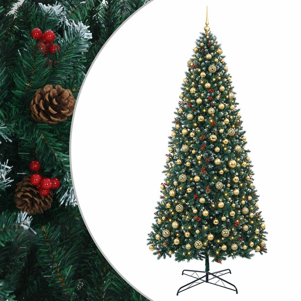 vidaXL Artificial Hinged Christmas Tree with Bauble 400 cm 600 LEDs 2