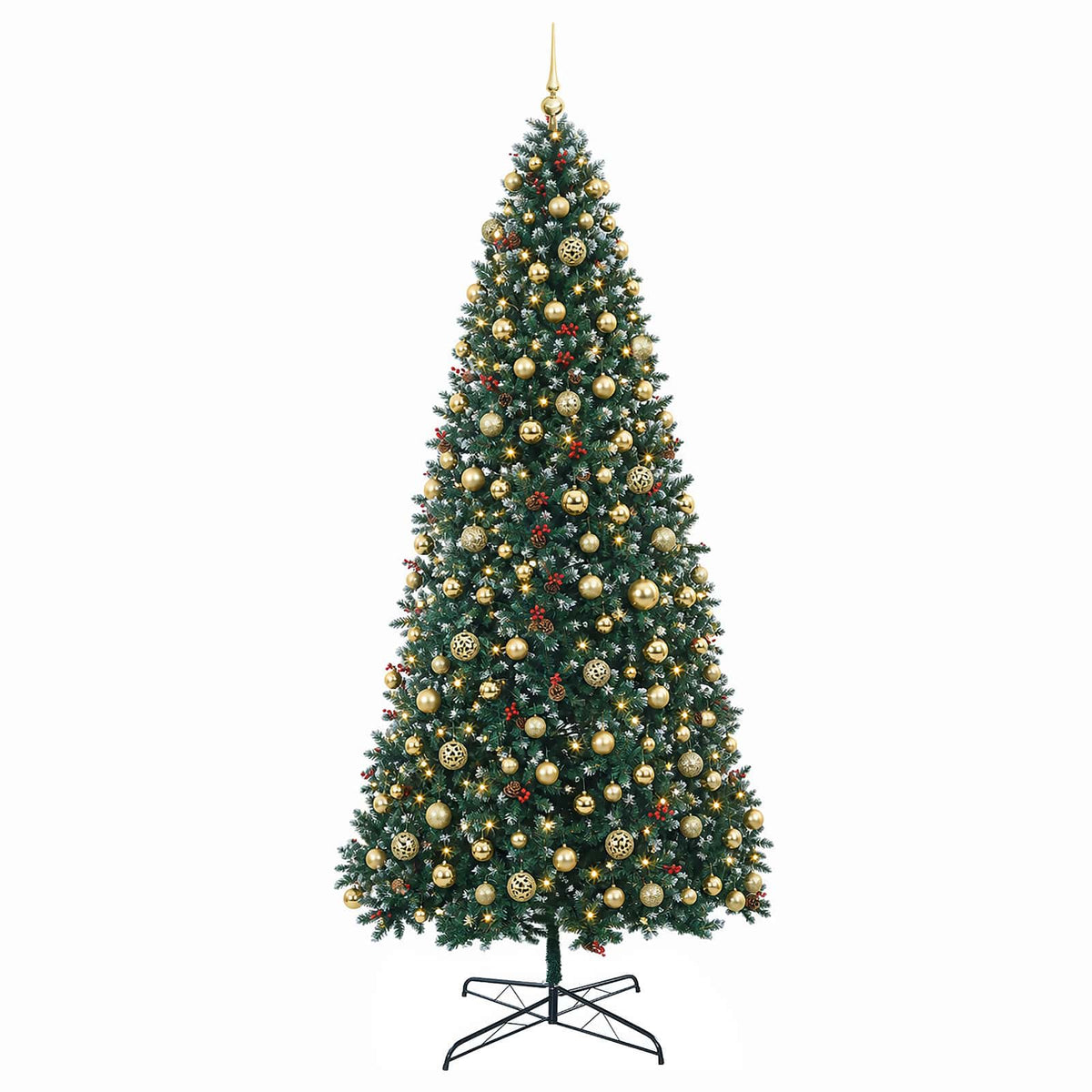 vidaXL Artificial Hinged Christmas Tree with Bauble 400 cm 600 LEDs 4