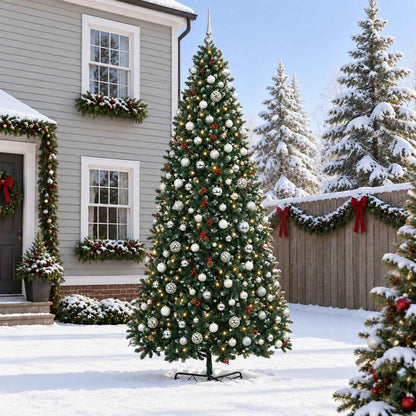 vidaXL Artificial Hinged Christmas Tree with Bauble 400 cm 600 LEDs 1