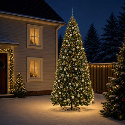 vidaXL Artificial Hinged Christmas Tree with Bauble 400 cm 600 LEDs 3