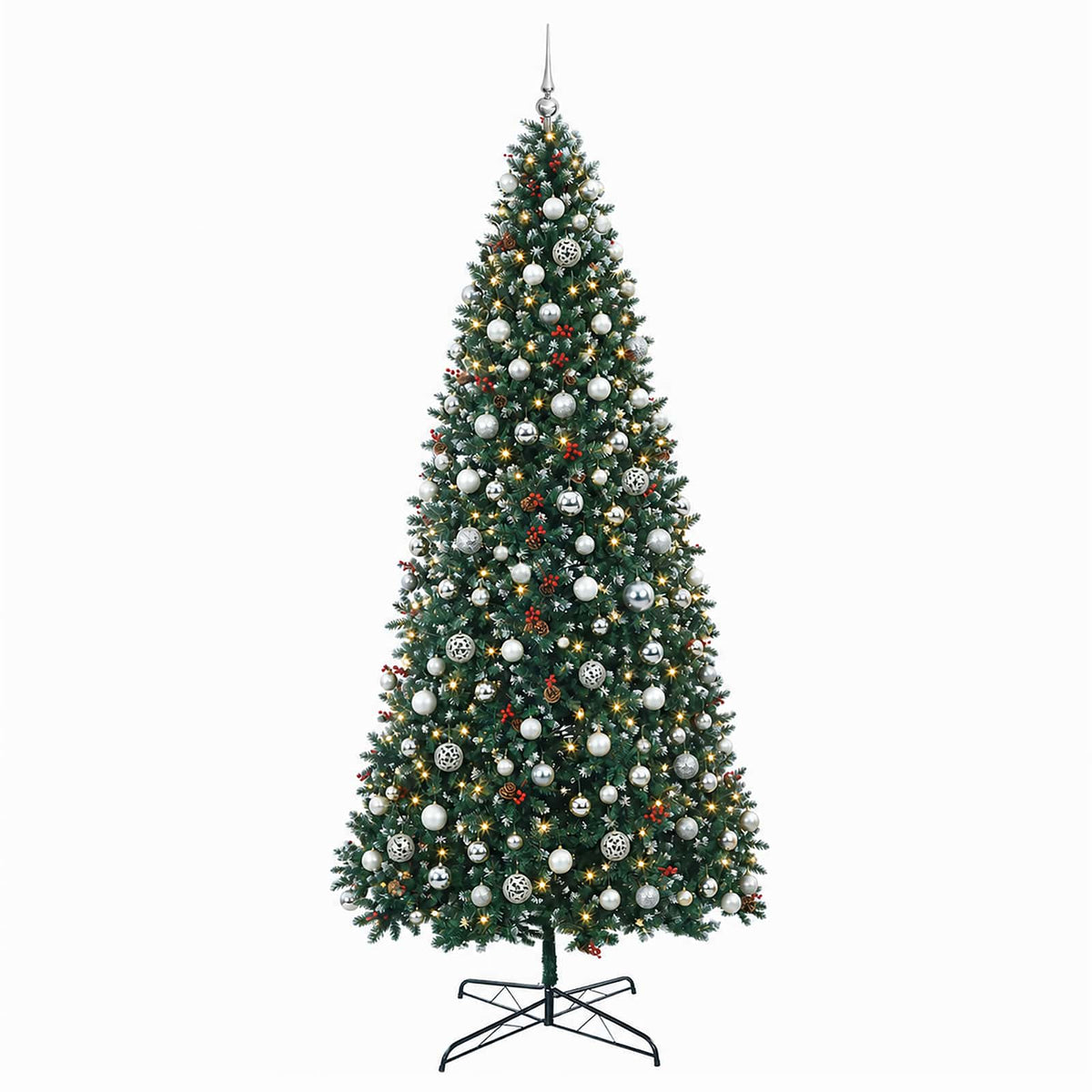 vidaXL Artificial Hinged Christmas Tree with Bauble 400 cm 600 LEDs 4