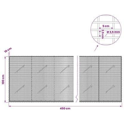 vidaXL Gabion with 3.5 mm Wire and 5x2.5 cm Mesh 450x10x100 cm 6