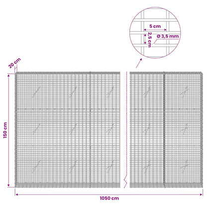 Gabion with 3.5 mm Wire and 5x2.5 cm Mesh 1050x20x150 cm 1050 cm