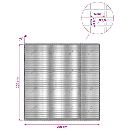 vidaXL Gabion with 3.5 mm Wire and 5x2.5 cm Mesh 200x20x200 cm 6