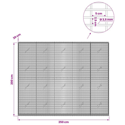 vidaXL Gabion with 3.5 mm Wire and 5x2.5 cm Mesh 250x20x200 cm 6