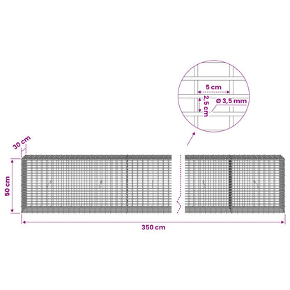 vidaXL Gabion with 3.5 mm Wire and 5x2.5 cm Mesh 350x30x50 cm 6