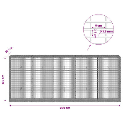 vidaXL Gabion with 3.5 mm Wire and 5x2.5 cm Mesh 250x30x100 cm 6