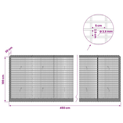 vidaXL Gabion with 3.5 mm Wire and 5x2.5 cm Mesh 450x30x100 cm 6
