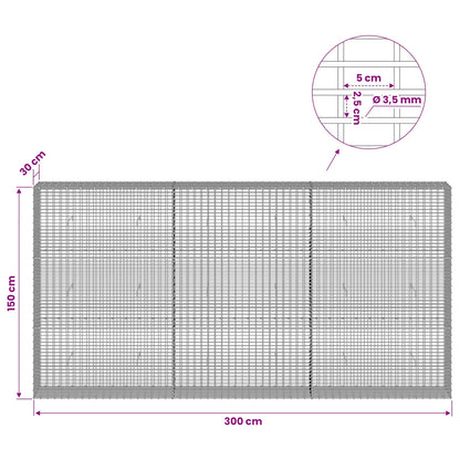 vidaXL Gabion with 3.5 mm Wire and 5x2.5 cm Mesh 300x30x150 cm 6