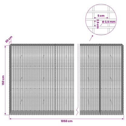 Gabion with 3.5 mm Wire and 5x2.5 cm Mesh 1050x30x150 cm 1050 cm