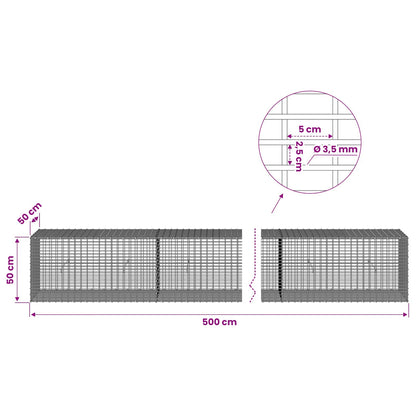 Gabion with 3.5 mm Wire and 5x2.5 cm Mesh 50x50x50 cm 500 cm
