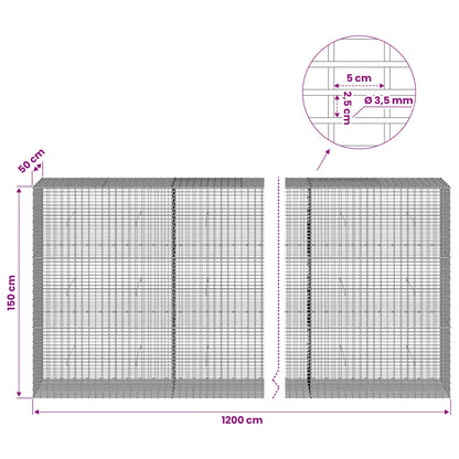 Gabion with 3.5 mm Wire and 5x2.5 cm Mesh 1050x50x150 cm 1200 cm