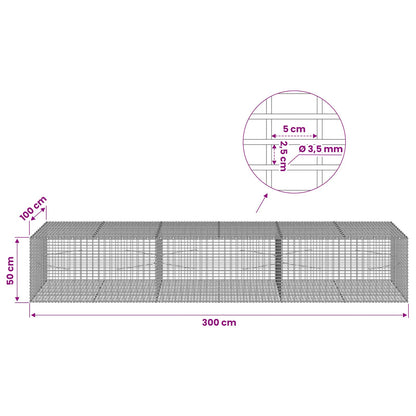 vidaXL Gabion with 3.5 mm Wire and 5x2.5 cm Mesh 300x100x50 cm 6