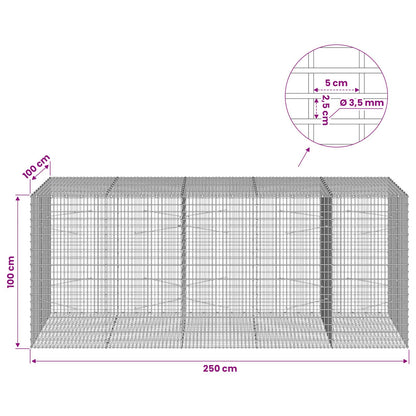 vidaXL Gabion with 3.5 mm Wire and 5x2.5 cm Mesh 250x100x100 cm 6