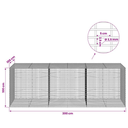 vidaXL Gabion with 3.5 mm Wire and 5x2.5 cm Mesh 300x100x100 cm 6