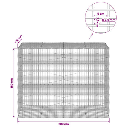 vidaXL Gabion with 3.5 mm Wire and 5x2.5 cm Mesh 200x100x150 cm 6