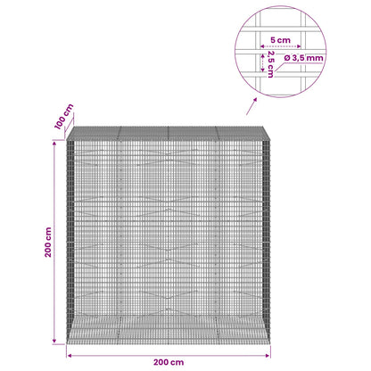 vidaXL Gabion with 3.5 mm Wire and 5x2.5 cm Mesh 200x100x200 cm 6