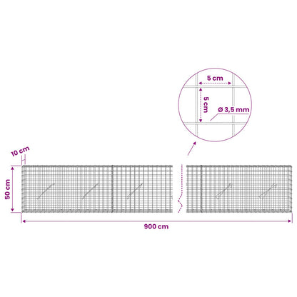 vidaXL Gabion with 3.5 mm Wire and 5x5 cm Mesh 900x10x50 cm 6