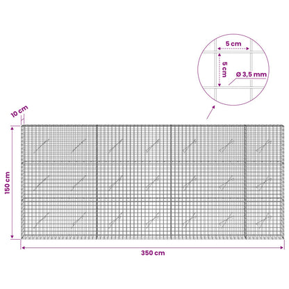 vidaXL Gabion with 3.5 mm Wire and 5x5 cm Mesh 350x10x150 cm 6
