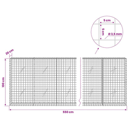vidaXL Gabion with 3.5 mm Wire and 5x5 cm Mesh 550x20x100 cm 6