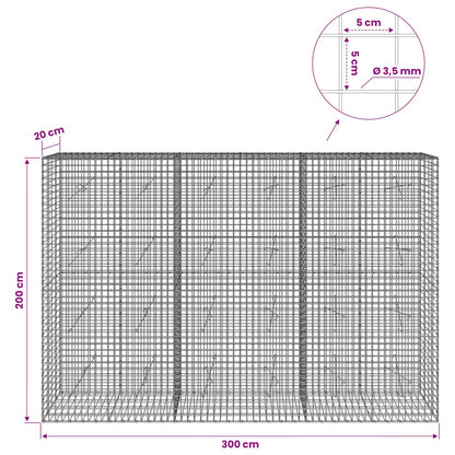 vidaXL Gabion with 3.5 mm Wire and 5x5 cm Mesh 300x20x200 cm 6