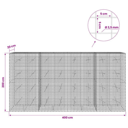 vidaXL Gabion with 3.5 mm Wire and 5x5 cm Mesh 400x20x200 cm 6