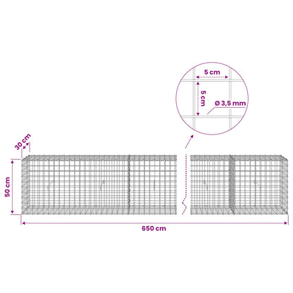 vidaXL Gabion with 3.5 mm Wire and 5x5 cm Mesh 650x30x50 cm 6