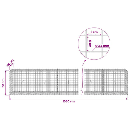 Gabion with 3.5 mm Wire and 5x5 cm Mesh 1050x30x50 cm 1050 cm