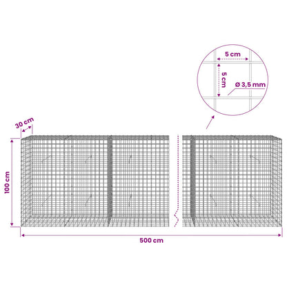 vidaXL Gabion with 3.5 mm Wire and 5x5 cm Mesh 500x30x100 cm 6