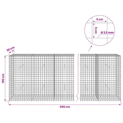vidaXL Gabion with 3.5 mm Wire and 5x5 cm Mesh 550x30x100 cm 6