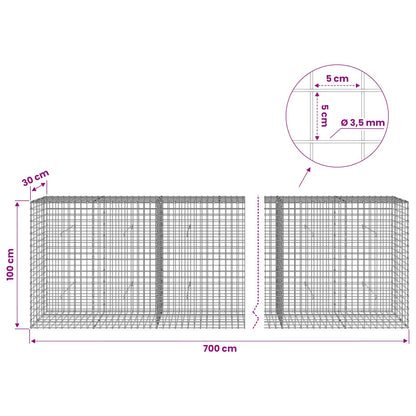 vidaXL Gabion with 3.5 mm Wire and 5x5 cm Mesh 700x30x100 cm 6