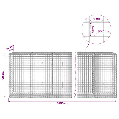 Gabion with 3.5 mm Wire and 5x5 cm Mesh 1050x30x100 cm 1050 cm