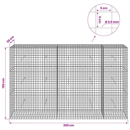 vidaXL Gabion with 3.5 mm Wire and 5x5 cm Mesh 250x30x150 cm 6