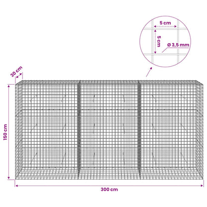 vidaXL Gabion with 3.5 mm Wire and 5x5 cm Mesh 300x30x150 cm 6