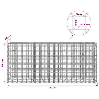 vidaXL Gabion with 3.5 mm Wire and 5x5 cm Mesh 350x30x150 cm 6