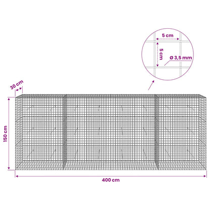 vidaXL Gabion with 3.5 mm Wire and 5x5 cm Mesh 400x30x150 cm 6