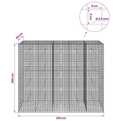 vidaXL Gabion with 3.5 mm Wire and 5x5 cm Mesh 250x30x200 cm 6