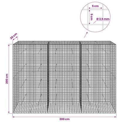 vidaXL Gabion with 3.5 mm Wire and 5x5 cm Mesh 300x30x200 cm 6