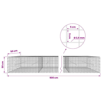 vidaXL Gabion with 3.5 mm Wire and 5x5 cm Mesh 900x50x50 cm 6