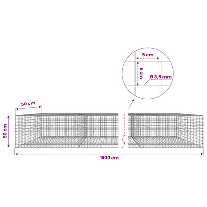 vidaXL Gabion with 3.5 mm Wire and 5x5 cm Mesh 1000x50x50 cm 6