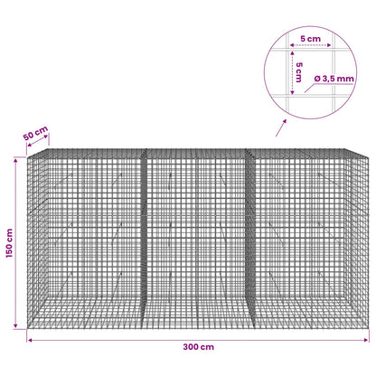 vidaXL Gabion with 3.5 mm Wire and 5x5 cm Mesh 300x50x150 cm 6