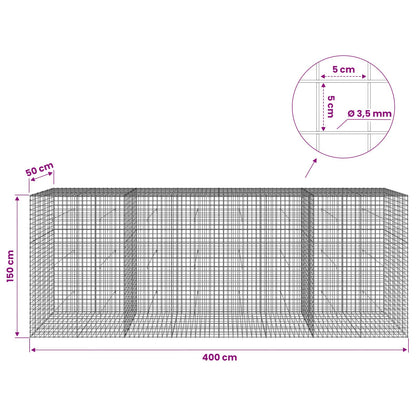 vidaXL Gabion with 3.5 mm Wire and 5x5 cm Mesh 400x50x150 cm 6