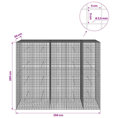 vidaXL Gabion with 3.5 mm Wire and 5x5 cm Mesh 250x50x200 cm 6