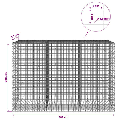 vidaXL Gabion with 3.5 mm Wire and 5x5 cm Mesh 300x50x200 cm 6