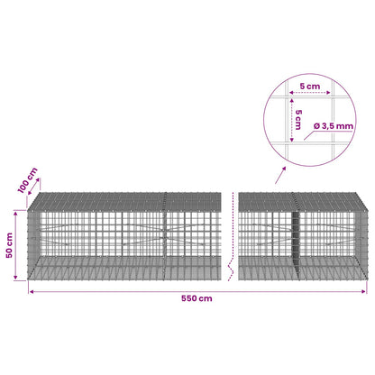 vidaXL Gabion with 3.5 mm Wire and 5x5 cm Mesh 550x100x50 cm 6