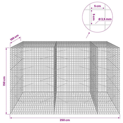 vidaXL Gabion with 3.5 mm Wire and 5x5 cm Mesh 250x100x150 cm 6