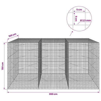 vidaXL Gabion with 3.5 mm Wire and 5x5 cm Mesh 300x100x150 cm 6